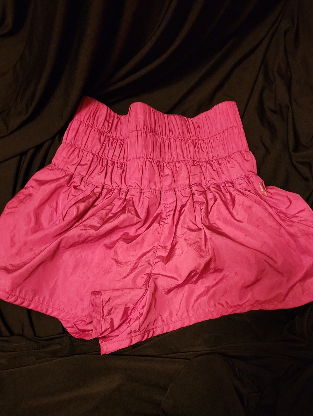 Free People Movement High-Waist Pink Smocked Mini Shorts